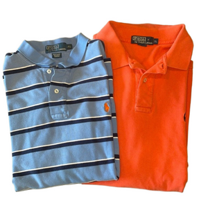 Polo Ralph Lauren Mens XL Coral and Blue Polo Shirt Bundle